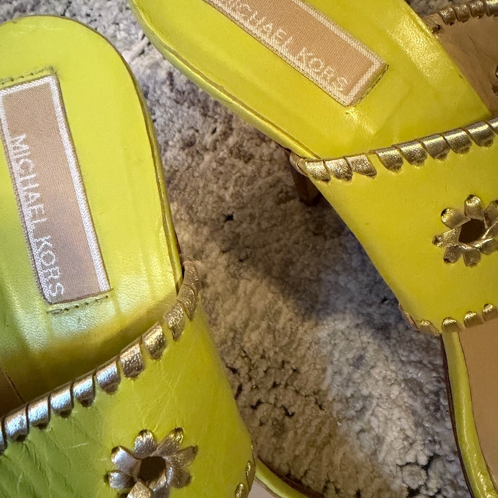 Michael Kors Lime Green Heeled Sandals - Picture 2 of 8